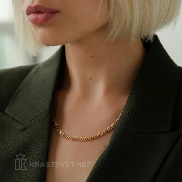 Цепь из красного золота 585, плетение «Гарибальди»